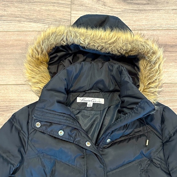 Kenneth Cole Quilted Down Puffer Coat with Fur Detachable Hood Size Small - Picture 5 of 9